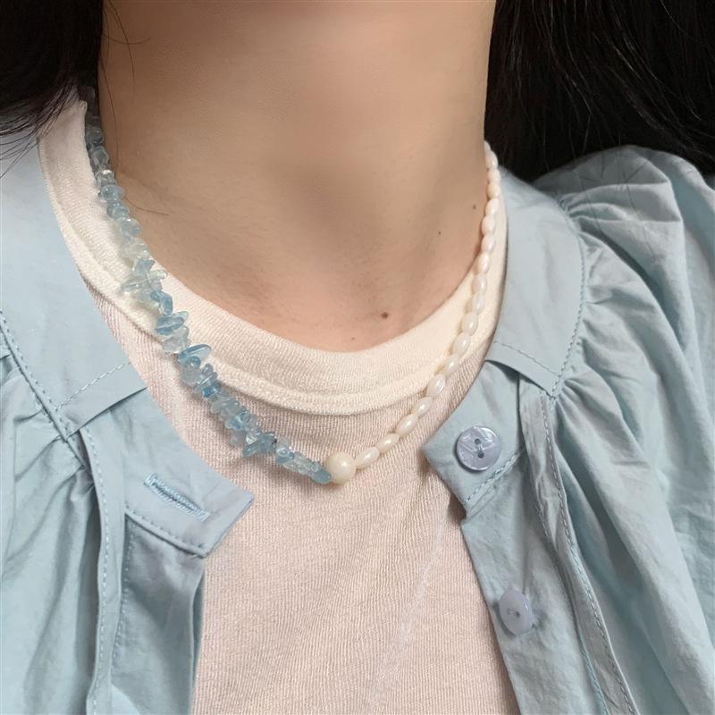 Korean temperament love butterfly pearl fringed necklace fashion collarbone chain versatile item decoration