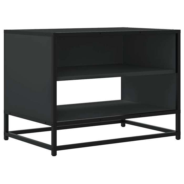 VidaXL Meuble TV noir 61x40x46 cm bois d'ingénierie et métal, banc TV, meuble hifi, centre de divertissement, buffet TV, 848879