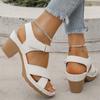Fashion Summer White Thick High Heels Sandals Women Fashion Hook Loop Platform Sandles Woman Plus Size Cross Band Beach Sandalias Mujer