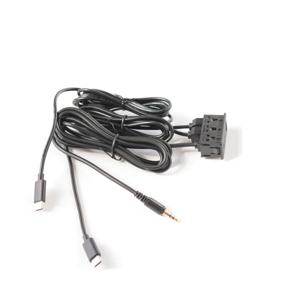 Черная панель с двумя разъемами Type-C для автомобиля, гнездом USB+TYPE-C+AUX