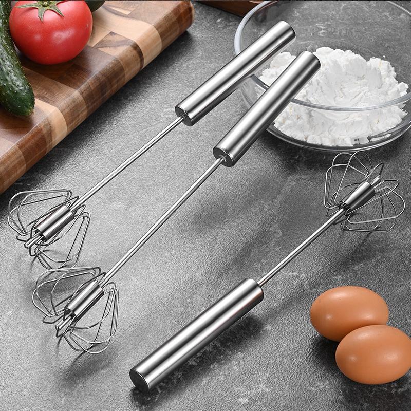 Stainless Egg Beater Semi-automatic Rotating Egg Stiring Cream Whisk Hand-held Mixer Kitchen Baking Gadgets 2