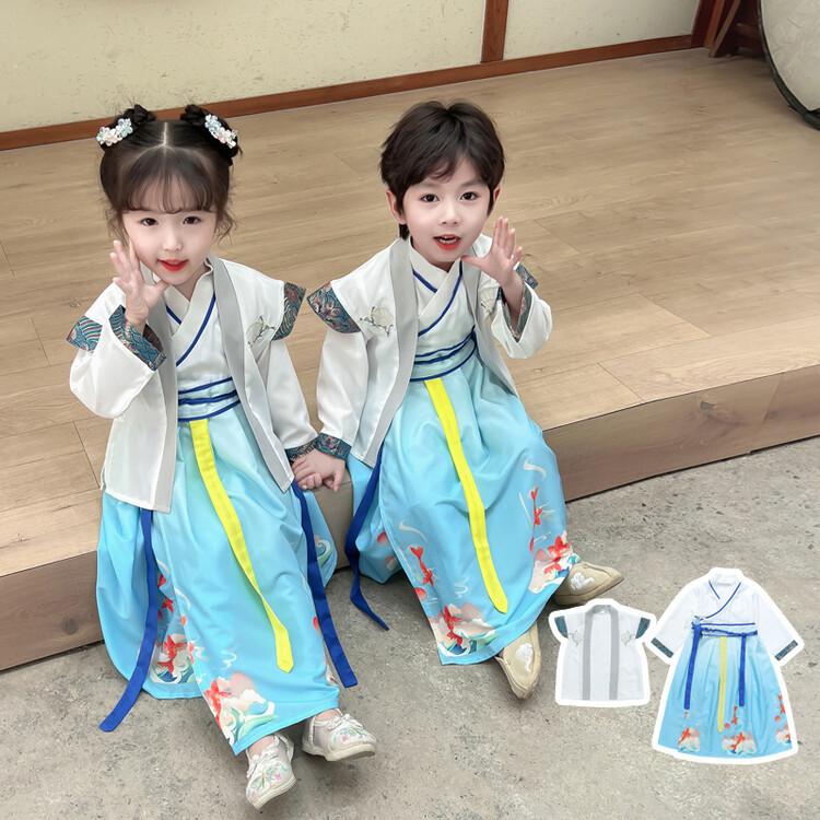 Ханфу девушка в китайском стиле тканевое летнее платье античный костюм Тан костюм супер феи платье маленькая девочка юбка русалки принцессы нижнее белье