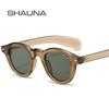 SHAUNA Vintage Oval Sunglasses Women Fashion Clear Ocean Lens Shades UV400 Men Trending Rivets Round Blue Green Sun Glasses