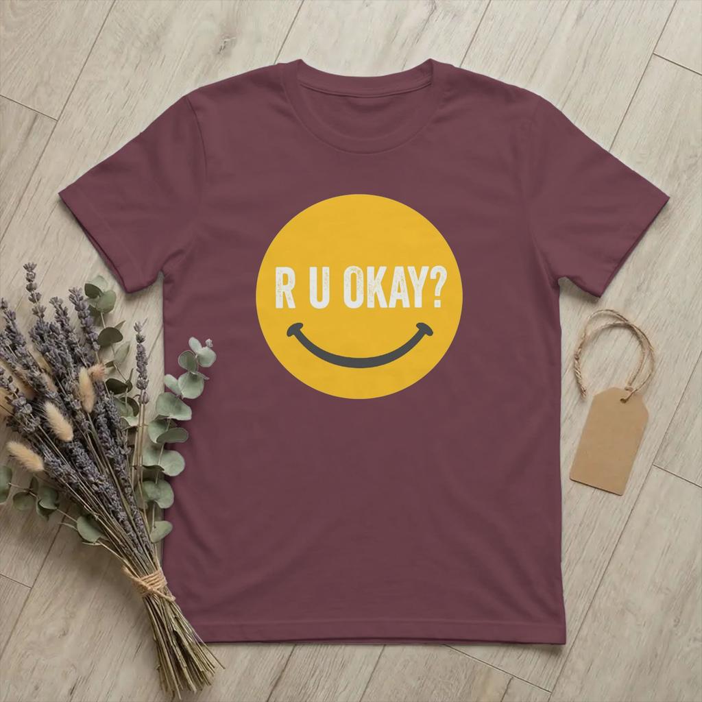 R U OK How Are You Friends T Shirts Unisexs Cotton Cool TShirt Round Collar Funny Message Tees Short Sleeve merchandise Summer