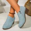 Women's Stylish Ankle Booties with Zipper Round Toe Heel Comfortable Casual Shoes