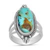 Natural Turquoise Gemstone Solid 925 Sterling Silver Trio Shank Ring For Women & Girls