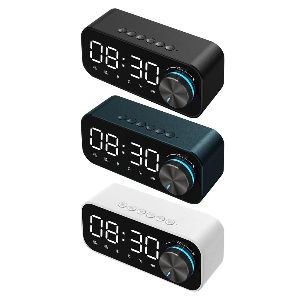 Цифровой радио-будильник Bluetooth-колонка Часы с дисплеем времени и будильника LED и зеркальной поверхностью для рабочего стола