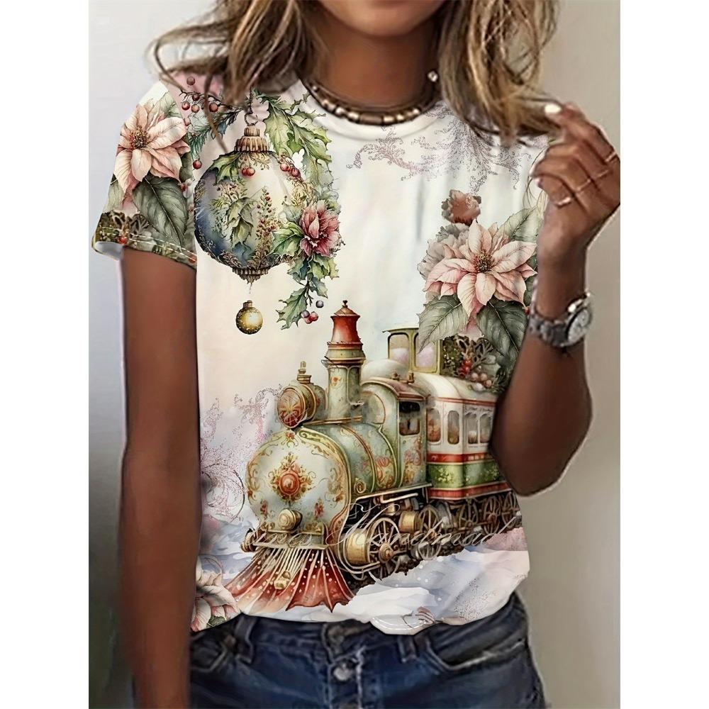 Женская футболка с 3D-принтом 'Растение Фрукт' Женская футболка 3D Повседневная Мода Короткий Рукав Простая Цветок Женская футболка