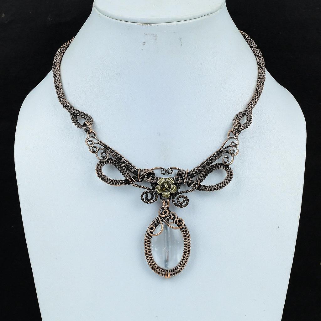 Ожерелье с друзой селенита, обернутое медной проволокой 999 пробы, с регулируемой цепочкой, ожерелье ручной работы с драгоценным камнем ко Дню памяти