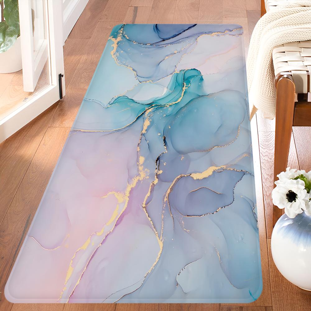 Цвет Синий Золотой Белый Мрамор Ковер для Прихожей Нескользящий Коврик для Прачечной Декор для Прачечной Балкон Детская Гостиная Туалетный Коврик