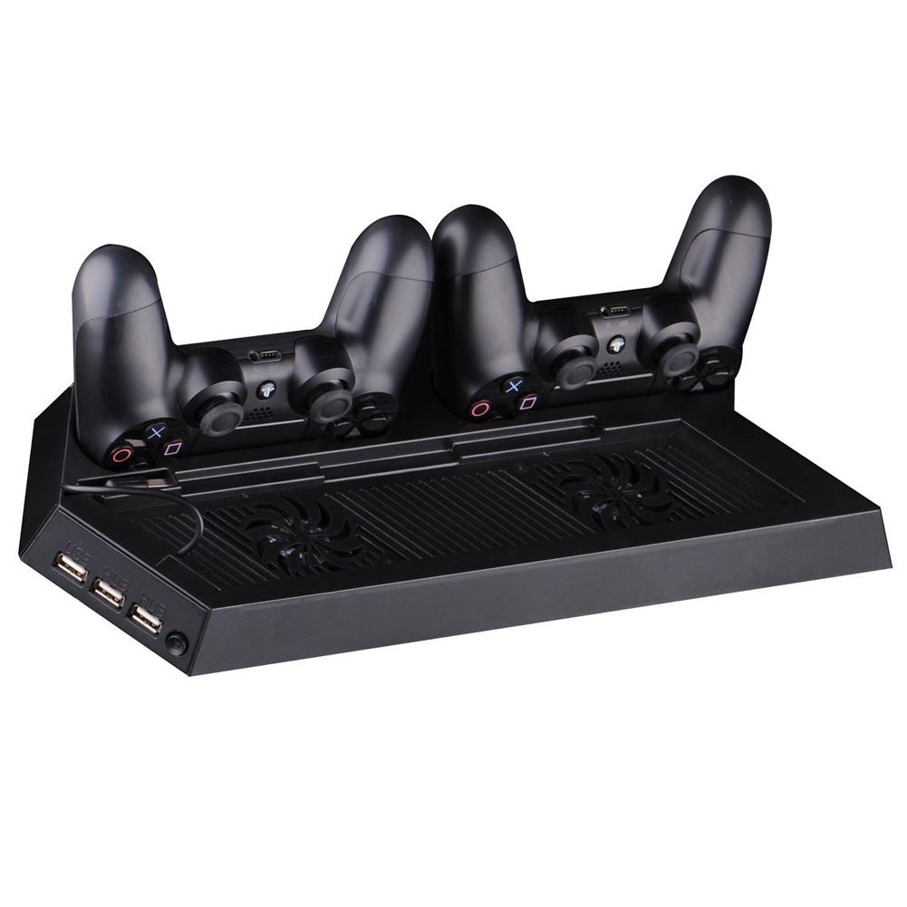 Охлаждающая станция для PS4, вертикальная подставка с 2 вентиляторами, 3 USB-хабом и док-станцией для зарядки 2 контроллеров для аксессуаров Sony Playstation 4