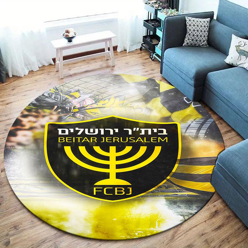 Beitar Jerusalem Round Area Rug,Carpet Rug for Living Room Bedroom Sofa Playroom Decor,Non-slip Floor Mat