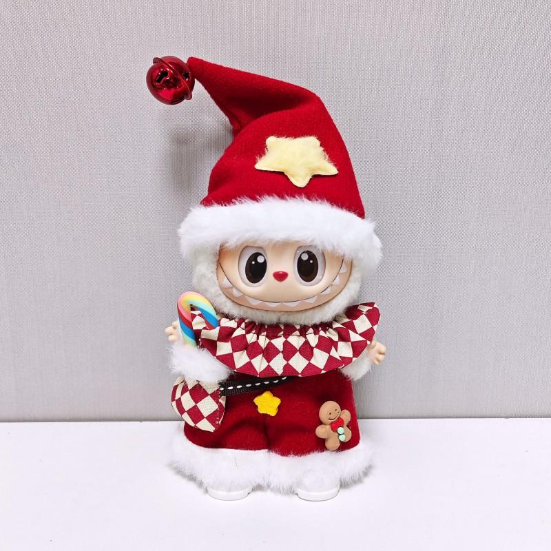 Labubu Doll Outfit Set 17cm Christmas New Costume 6pcs Hat Scarf Bag Pants Shoes Collectible Figure