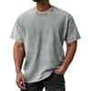 Men's Summer Retro Washed Round Neck Distressed Top Loose Short-sleeved T-shirt