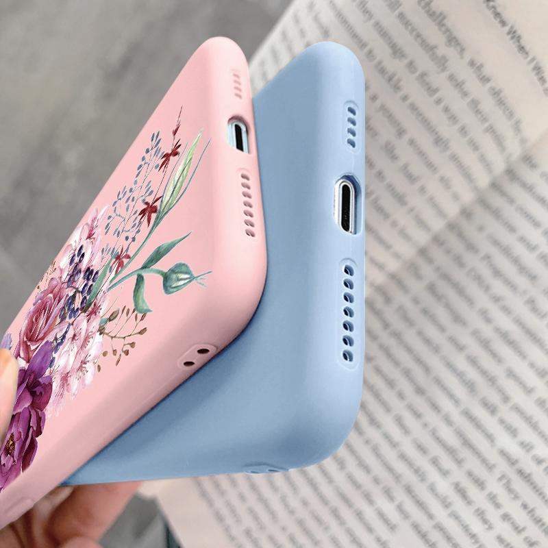 Мягкий силиконовый чехол для девочек с цветком для Xiaomi Redmi Note 13 Pro 13C Samsung A35 A55 M35 M34 S24 iPhone 15 Huawei Honor Camera Защитный противоударный чехол