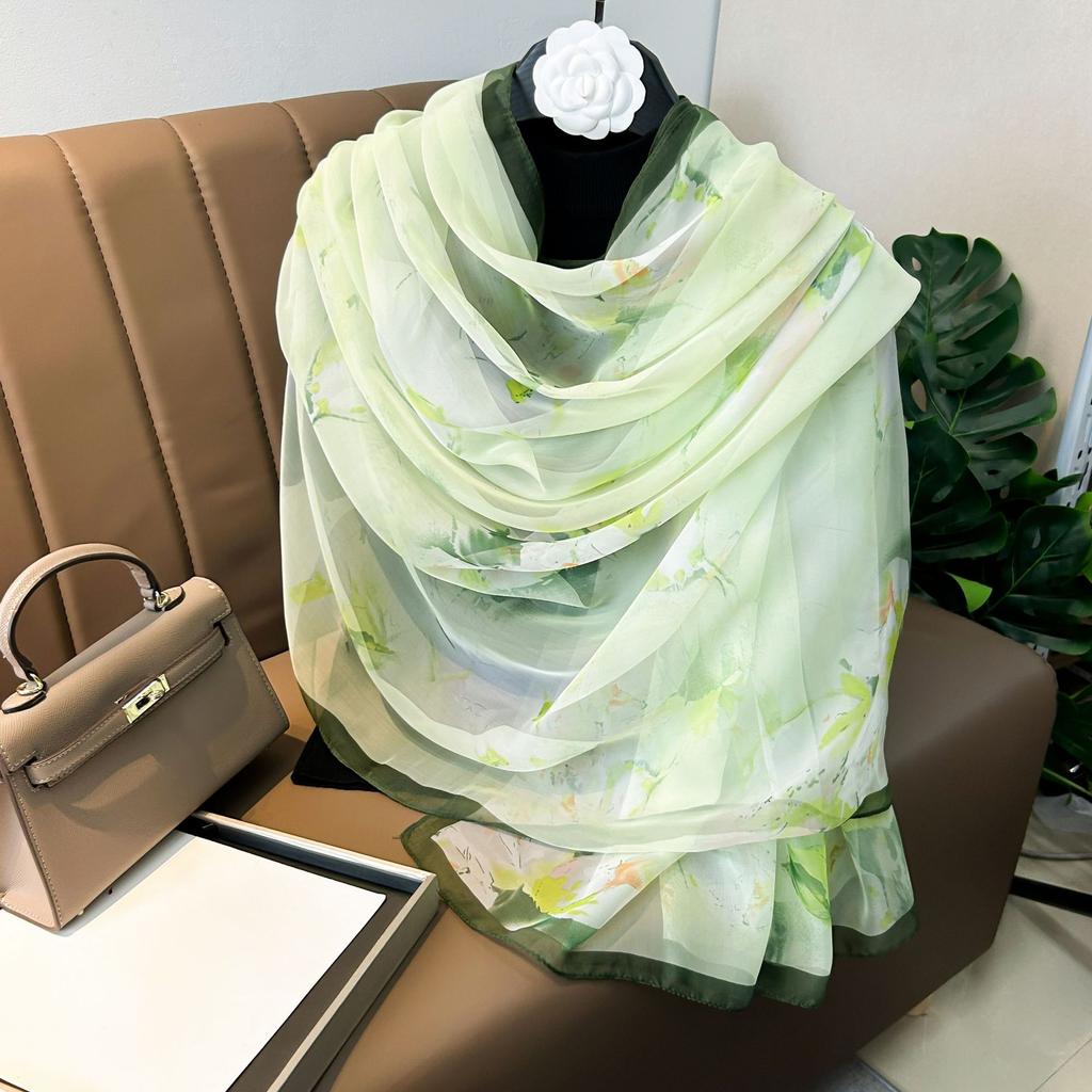 180*135cm Summer Silk Scarf Women Outdoor Shawl Bandanna Foulard Female Beach Fashion Luxury Oversized Shawl Head Hijab Wrap