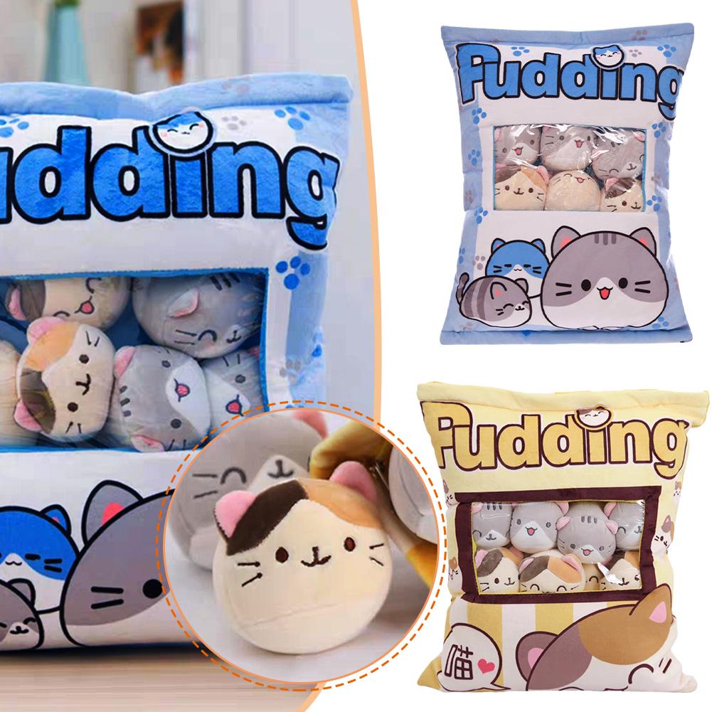 Cute Cat Snack Stuffed Dolls Pillow Pudding Decorative With Cat Plush Pillow Birthday Toy Kawai G8Z2