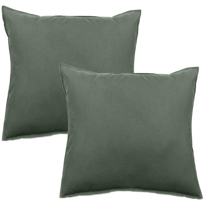 Lot de 2 taies d'oreiller Palace pur coton teint lavé 63 fils/cm² Vent du sud - Palace Cèdre - Lot de 2 taies d'oreiller 65 x 65 cm