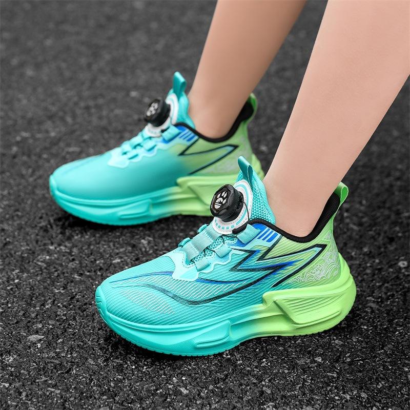 Boys' Sneakers 2025 New Summer Trendy Cool Children's Shoes Boys Single Net Breathable Knob Running Basketball Shoes