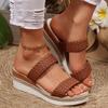 Fashion 2025 Women's Sandals New Vintage Wedge Heeled Woven Sandals Women Summer Plus Size Thick Sole Slippers Woman Comfort Causal Shoe