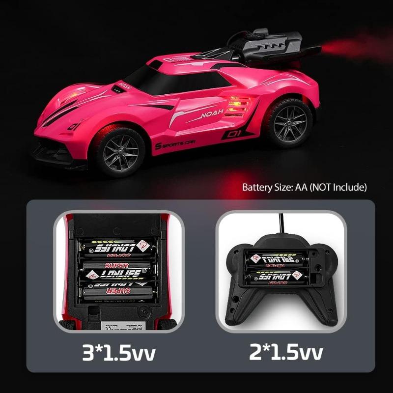 Remote Control Car, 1:24 Scale Kids Mini RC Car with LED Lights and Spray Effect, RC Racing Electric Car Toys for Boys Girls Birthday, Party