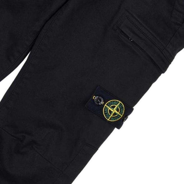 STONE ISLAND Детские однотонные брюки средней посадки, облегающие, на молнии, прямого кроя, черные. 791631014-V0029