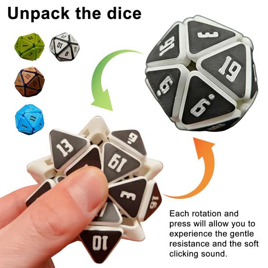 3D-печатный кубик D20 игрушка для снятия стресса и тревоги, фиджет-игрушка, портативный дорожный многогранный игровой кубик, сжимаемая настольная игрушка