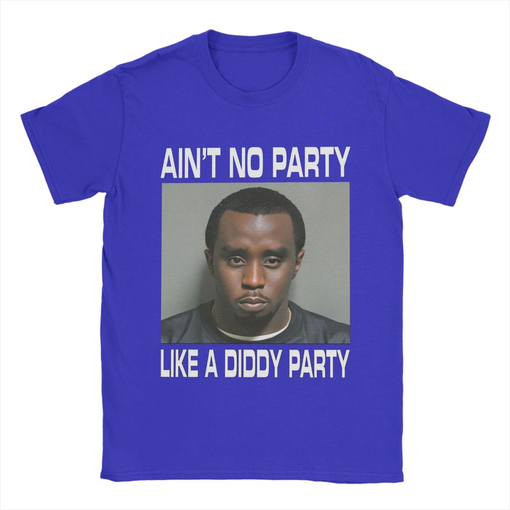 Мужская ретро футболка 'Aint No Party Like a Diddy Party' Одежда Смешная с коротким рукавом с круглым вырезом Летние футболки