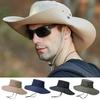 Men Sun Hat Wide Brim Breathable Mesh Drawstring Packable Windproof Sun Protection Quick Drying Summer Anti-UV Fisherman Cap Outdoor Supplies