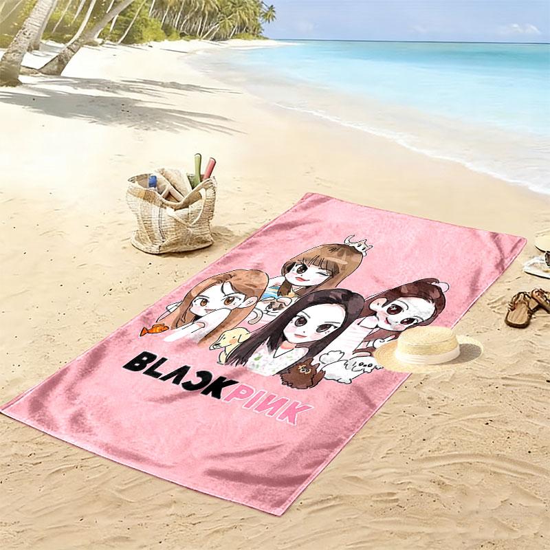 Blackpink Print Beach Towel, Large Soft Quick Dry Towel for Beach Camping Swimming