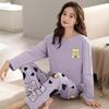 Women's Long Sleeve Cartoon Pajamas Set - Cotton-Like, Casual, Loose Fit, Plus Size, Spring/Autumn, Outdoor Wear