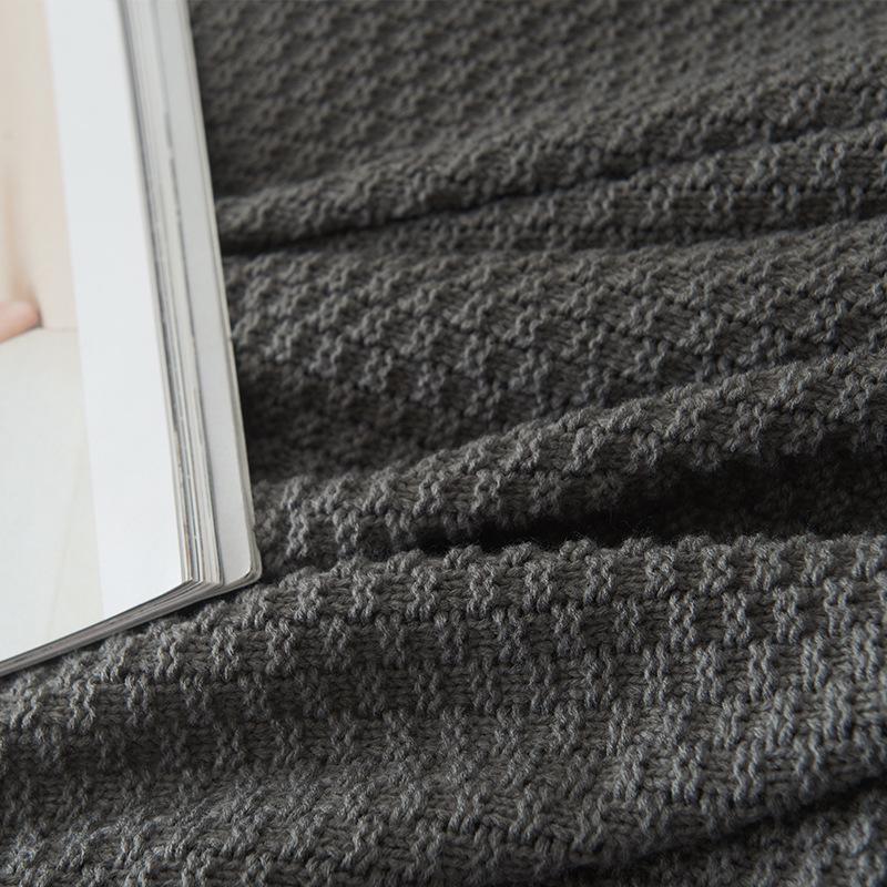 Nordic Knitted Tassel Wool Throw Blanket for Sofa or Office Naps