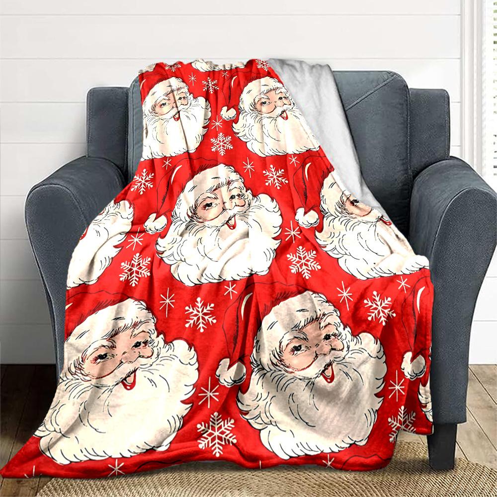 1pc Santa Claus Design Blanket Warm, Cozy, And Soft, Suitable for Sofas, Beds, Cars, And Office Use.Perfect for Camping And Travel, Making It a Great