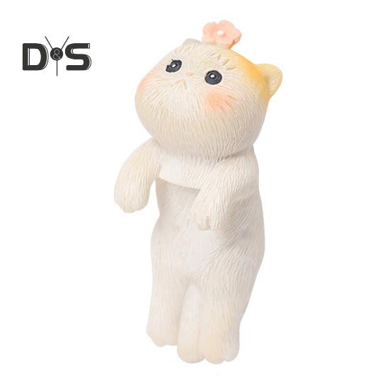 Миниатюрные подвесные фигурки кошек, ваза для цветочного горшка, держатель для котенка из смолы, вешалка для горшка, статуэтка кошки для террариума с бахромой, украшения для сада фей