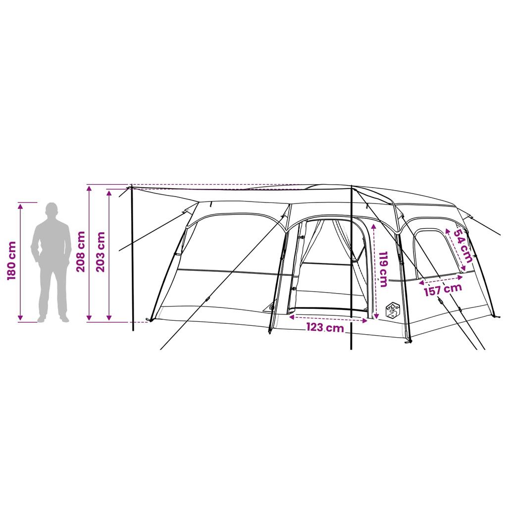 Family Tent Green 420 x 305 x 200 cm Polyester and Steel