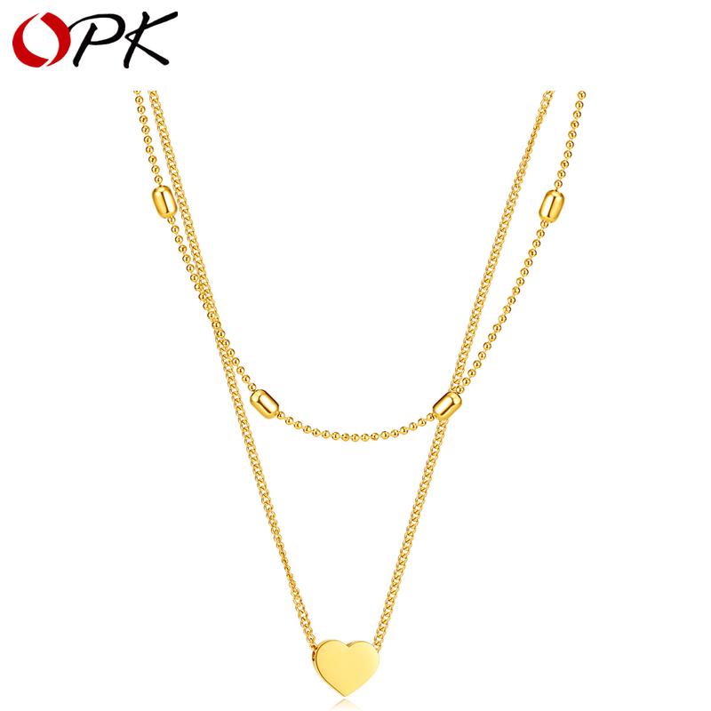 OPK Двухслойное колье Love из титановой стали