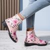 Floral Lace-up Martin Boots for Women with Square Heels - 2024 Autumn/Winter Collection