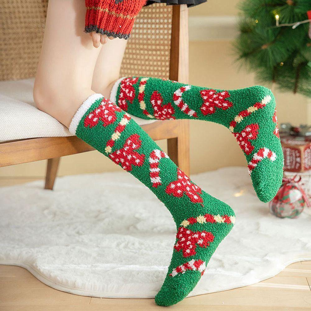 Мягкие носки для сна, мультяшные утолщенные носки для пола, зимние теплые рождественские носки для женщин