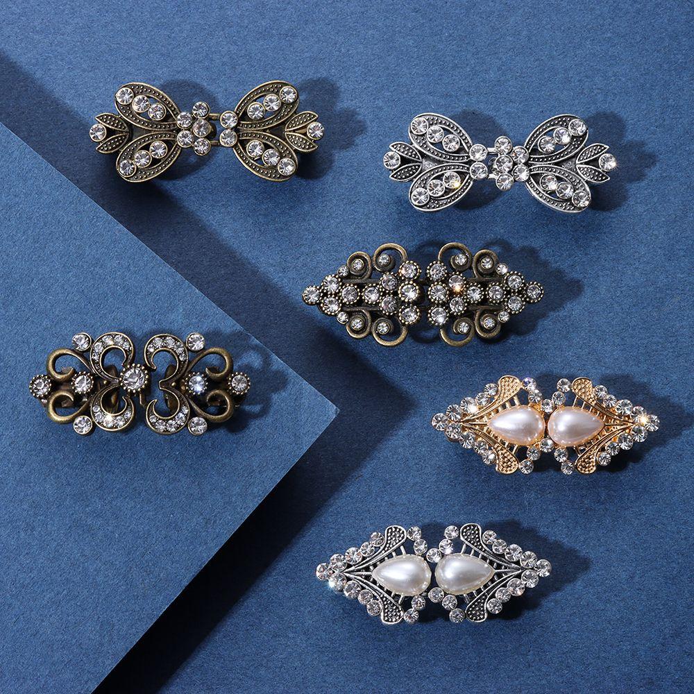 Vintage Dress Shirt Shawl Collar Clasp Sweater Swirl Clip Brooch Cape Cloak Clips Cardigan Clip