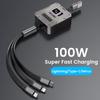 3 In 1 Retractable Phone Data Cable Type C Usb 100W Fast Charging Cable Suitable For Iphone Huawei Xiaomi Android Micro