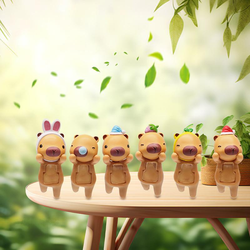 Frog Cartoon Cute Rabbit Headband Sleeping Cap Capybara Model Figurine Ornament
