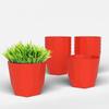 Гексагональный 4-дюймовый набор из 12 штук пластиковых цветочных горшков для домашнего декора, горшки для комнатных растений для гостиной, пластиковый цветочный горшок для сада (красный)