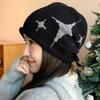 Autumn and winter new star drawstring knitted stacking hat women's versatile casual fashion face small ear protector headgear