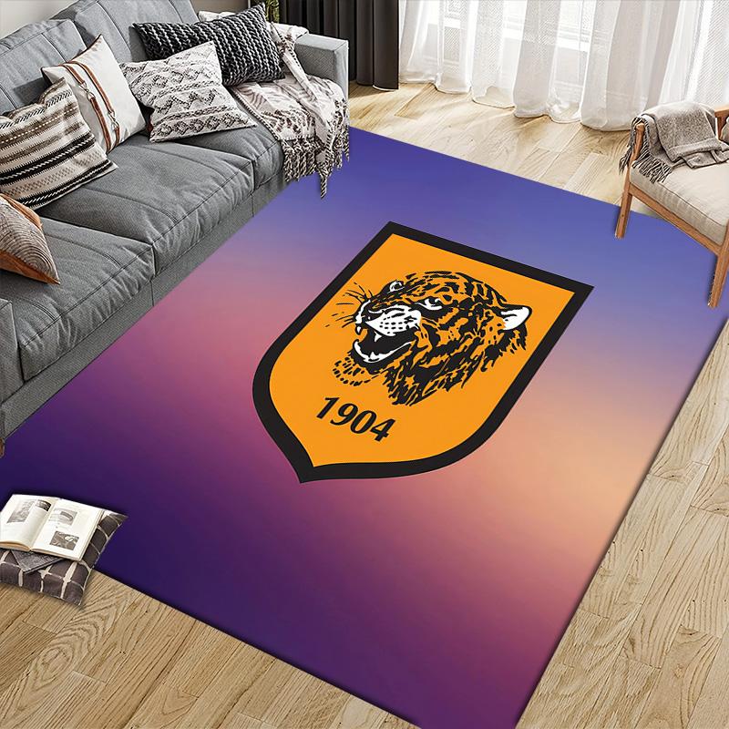 Hull City AFC Flannel Pattern Square Carpet,Area Rug,Carpet Rug for Living Room Bedroom Sofa Playroom Decor,Non-slip Floor Mat