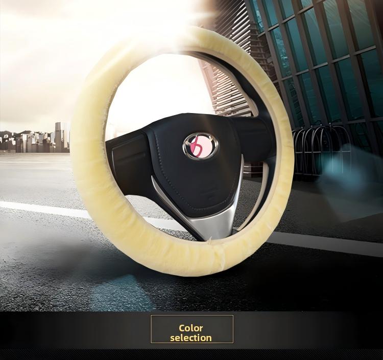 Universal Plush Steering Wheel Cover Soft Faux Rabbit Fur Anti Slip Warm Winter Car Steering Protector Interior Accessories