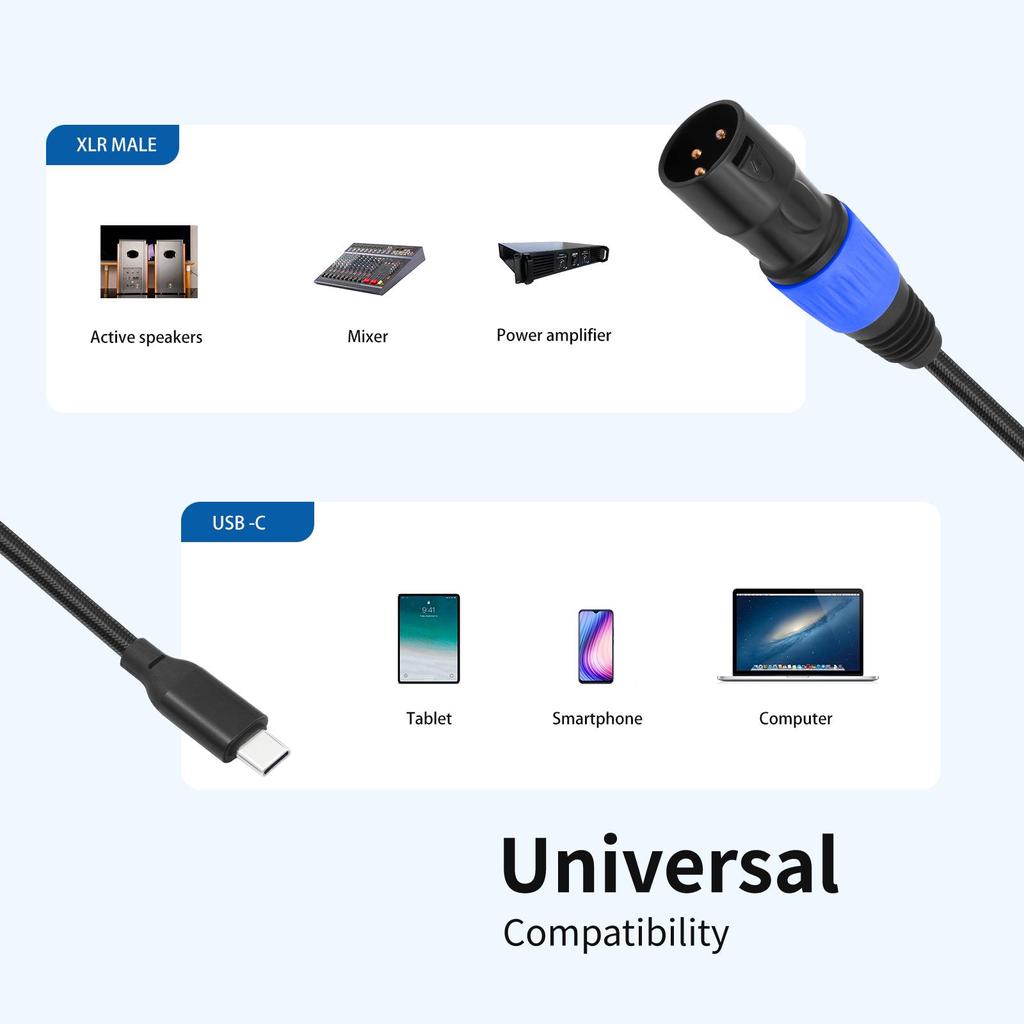 Best-Selling USB-C to XLR Male Adapter Cable for Mobile Phone Mixer Audio