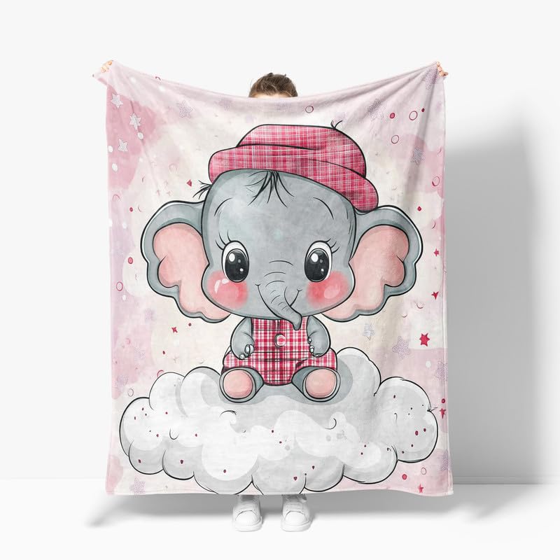 Elephant Blanket Gifts for Women Girls Super Soft Cozy Elephant Throw Blanket Warm Fuzzy Plush Fleece Bedding Decor Blanket