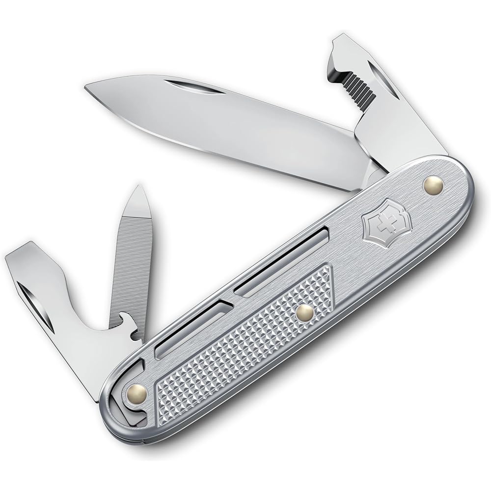 Victorinox Многофункциональный нож Alox Refined Synergy Silver, 9 функций, Швейцарское производство, Компактный, для туризма и кемпинга