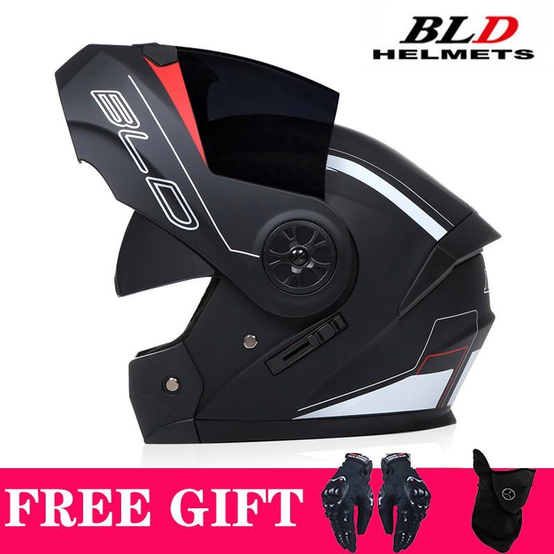 Full Face Motorcycle Helmet With Dual Visors Flip-Up Design Scooter E-Bike Riders