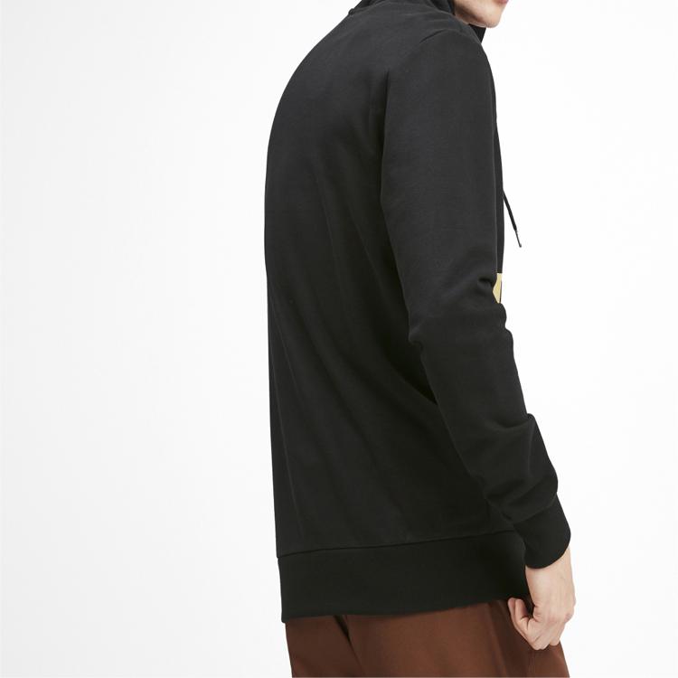 Puma Classics Gold Logo Knit Pullover Hoodie Men Tops Black 595907-51